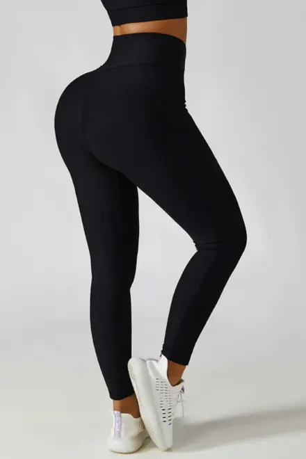 Black Wide Waistband Leggings - Image 3