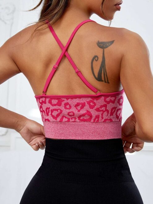 Custom Leopard Neck Sports Bra - Image 3